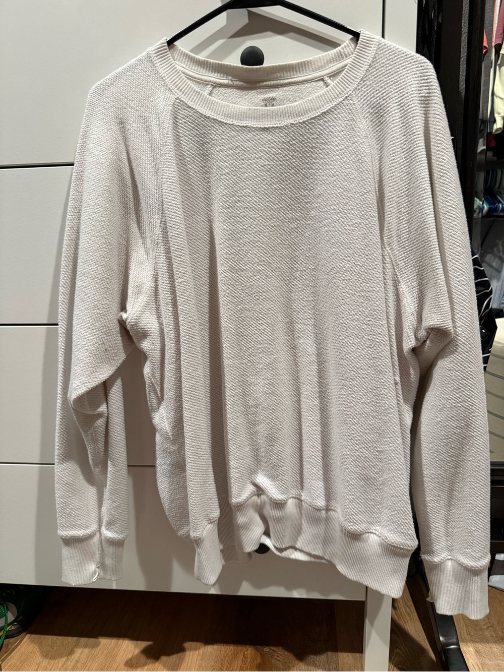 Light Cream Waffle Knit Long-Sleeve Top